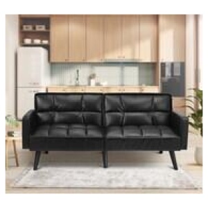 Kamden Faux Leather 3 Seater Sofa Bed Black