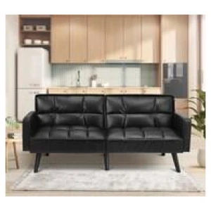Kamden Faux Leather 3 Seater Sofa Bed Black