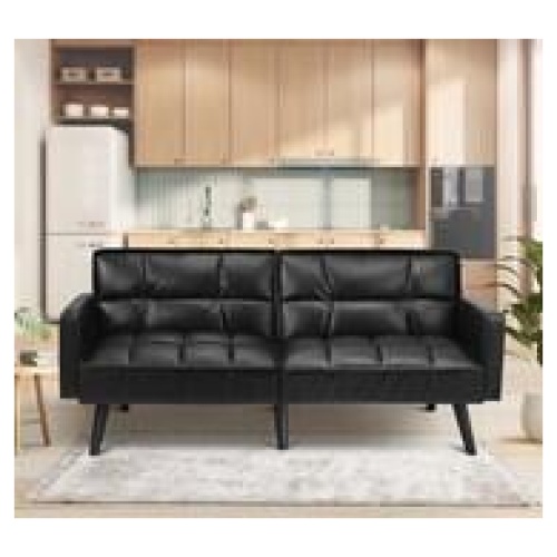Kamden Faux Leather 3 Seater Sofa Bed Black
