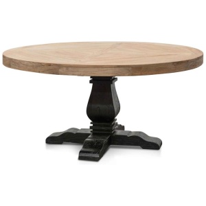 Kara Reclaimed 1.6m Round Dining Table - Natural Top and Black Base by Interior Secrets - AfterPay Available
