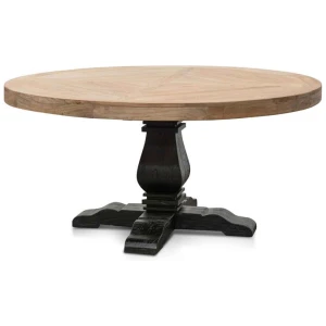 Kara Reclaimed 1.6m Round Dining Table - Natural Top and Black Base by Interior Secrets - AfterPay Available