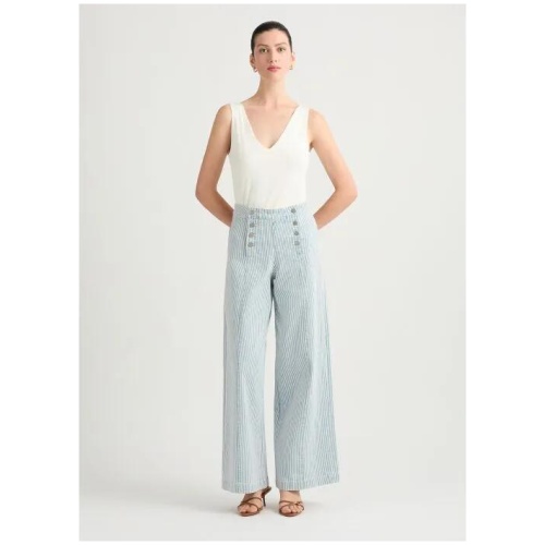 Khai Stripe Wide Leg Jean
