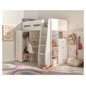Kids Lunar Single Loft Bed White