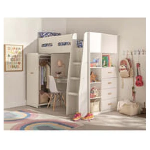 Kids Lunar Single Loft Bed White