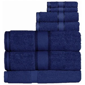 Kingtex 550gsm Cotton 7 Pce Bath Sheet Set Navy