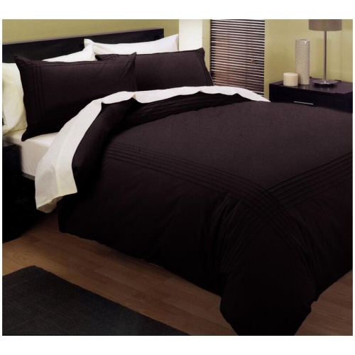 Kingtex Pintuck Quilt Cover Set Chocolate Queen