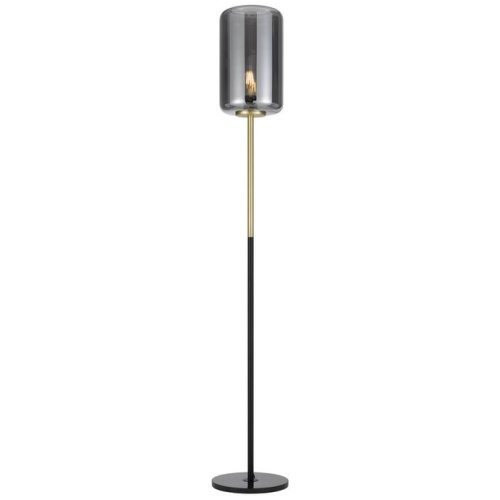 Korova Floor Lamp, White Marble, Brass, Smoke Glass
