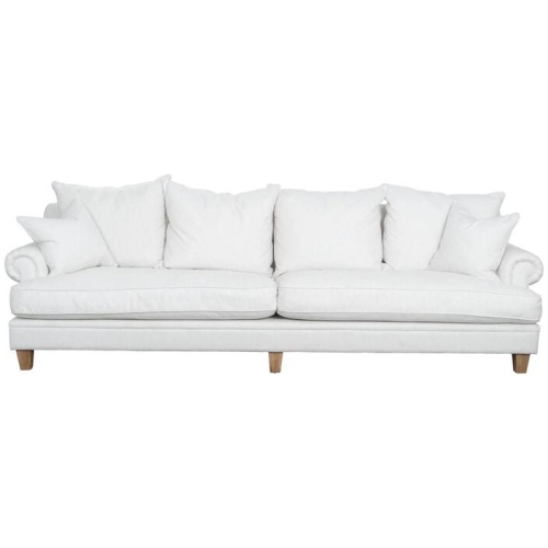 Laura 4 Seater Fabric Sofa, Pearl White
