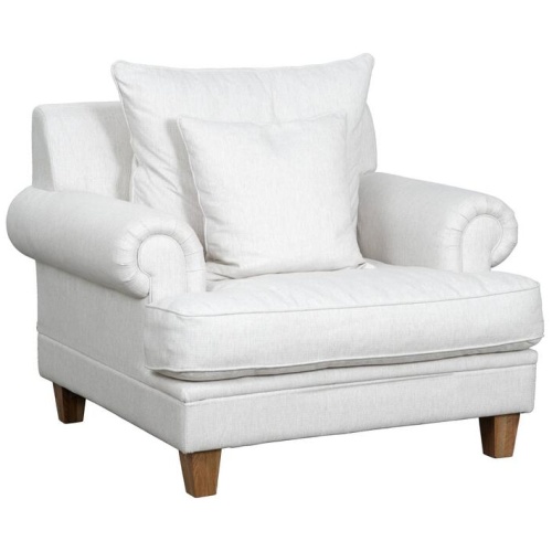 Laura Fabric Armchair, Pearl White