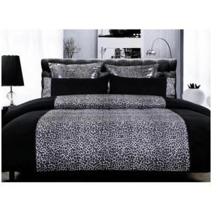 Leopard Quilt Cover Set Black Super King