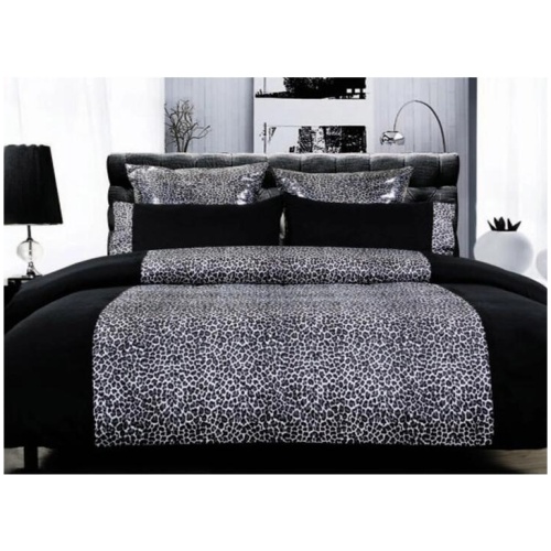 Leopard Quilt Cover Set Black Super King