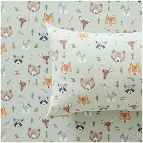 Lindale Woodland Animals Flannelette Sheet Set - Single