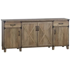 Maestro Furniture Cairo Credenza Office Storage Cabinet Sideboard W/ Doors - Rustic Oak