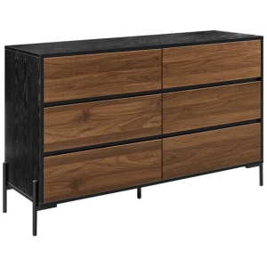 Maestro Furniture Gauci Chest Of 6-Drawer Dresser Storage Cabinet Black & Walnut
