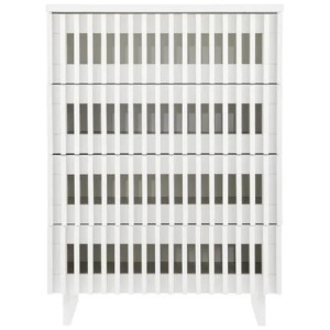 Manila Modern Slotted Design Chest of 4-Drawers Tallboy Storage Cabinet - White - White