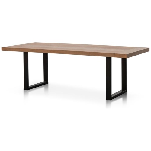 Miriam 2.4m Wooden Dining Table - Dusty Oak with Matte Black Base by Interior Secrets - AfterPay Available