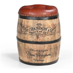 Moet Chandon Vintage Rustic Round Foot Stool Ottoman