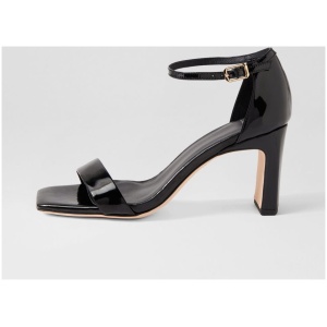 Mollini Flowla Mo Black Patent Leather Black Sandals Womens Shoes Dress Heeled Sandals