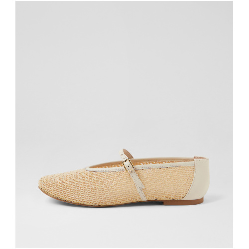 Mollini Havens Mo Cream Woven Leather Cream Shoes Womens Shoes Casual Flat Shoes