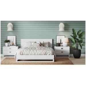 Monterey Hamptons Style Bed Frame White Wash Queen - Queen