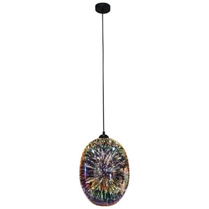 Moravian Glass Oval Pendant Light - Copper