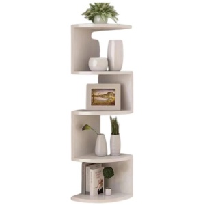 NNETM 5-Layer PVC Corner Wall Shelf Bookshelf Organizer