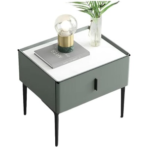 NNETM Black Metal Legs & Handles Bedside Table