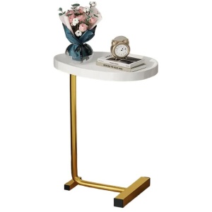 NNETM Casual White and Golden Small Coffee Table with Lightweight Design