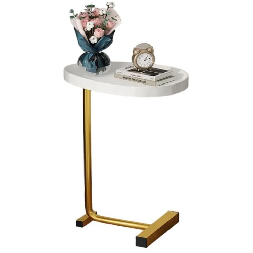 NNETM Casual White and Golden Small Coffee Table with Lightweight Design