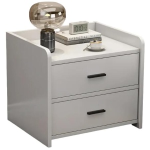 NNETM Compact Space-Saving Bedside Table - White