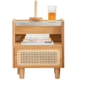 NNETM Modern Minimalist Bedside Table w/ Storage - Bamboo