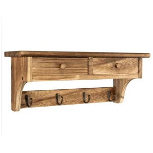NNETM Rustic Elegance: Wall-Mounted Coat Rack with Shelf and Vintage Hooks