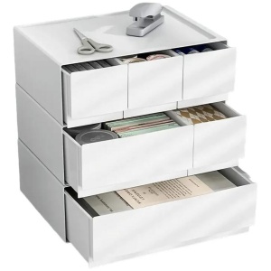 NNETM Stackable Bedroom Bedside Drawer Organizer - White (1pc)