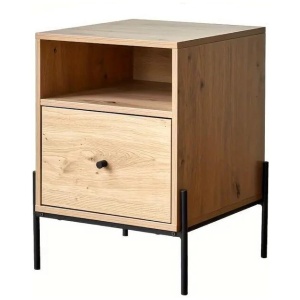 NNETM Wood Bedside Cabinet - Quiet Glide Drawers