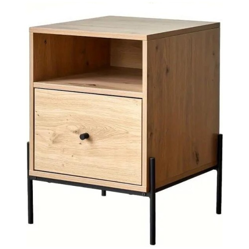 NNETM Wood Bedside Cabinet - Quiet Glide Drawers