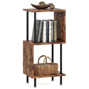 NNETM Wooden 3-Layer Tiered Book Shelf - Brown