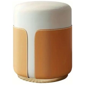 NNETM mporary Leather Splicing Round Dressing Stool - White & Orange