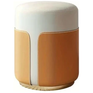 NNETM mporary Leather Splicing Round Dressing Stool - White & Orange