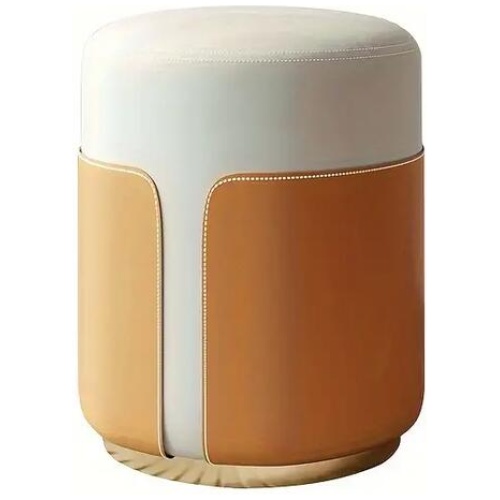 NNETM mporary Leather Splicing Round Dressing Stool - White & Orange