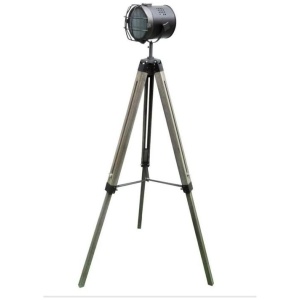 New Oriental Lucy Classic Vintage Wooden Height Adjustable Tripod Floor Floor Lamp - Steel Grey