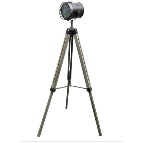 New Oriental Lucy Classic Vintage Wooden Height Adjustable Tripod Floor Floor Lamp - Steel Grey