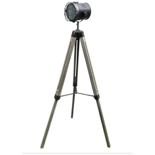 New Oriental Lucy Classic Vintage Wooden Height Adjustable Tripod Floor Floor Lamp - Steel Grey
