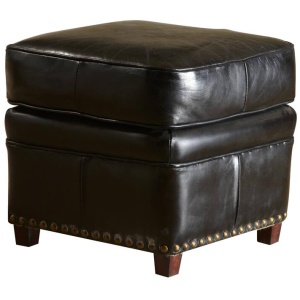 Newton Leather Ottoman, Belon Black
