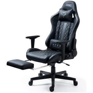 OVERDRIVE Apex Series Reclining Gaming Ergonomic Office Chair with Footrest, Black