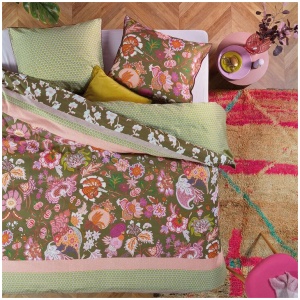 Oilily Amelie Sits Mix Green Cotton Sateen Quilt Cover Set Queen
