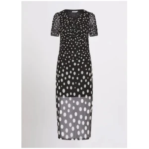One, Two Spot Polka Dot Mesh Midi Dress