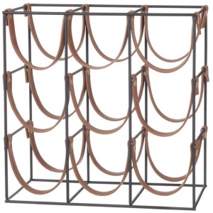 Orell 9 Bottles PU Leather Wine Rack - Tan by Interior Secrets - AfterPay Available