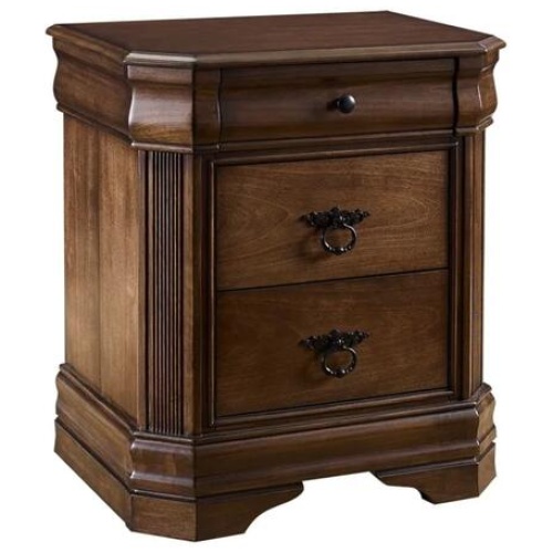 Our Home Ariana European Classic Solid Wooden Bedside Nightstand Side Table W/ 2-Drawers - Brown