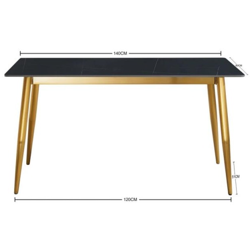Our Home Eniko Rectangular Sintered Stone Dining Table 130cm - Black & Gold