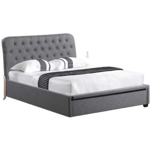Our Home Norah Modern Fabric Gas Lift Tufted Bed Frame Queen Size - Dark Grey